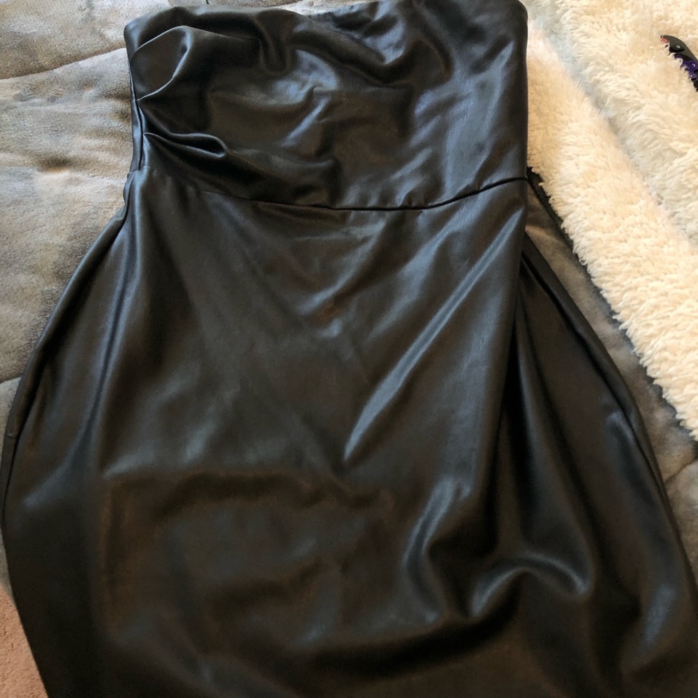 black pleather dress
